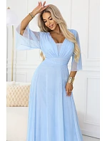 Dlouhé třpytivé šaty plus size 654-3 modré - Numoco Dlouhé třpytivé šaty plus size 654-3 modré - Numoco