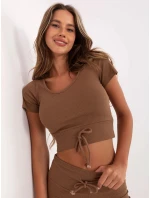 Hnědý dámský trojdílný komplet basic (7742)