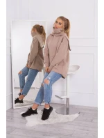 Zateplená mikina se zipem na zádech tmavě béžová
