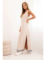 Dámská souprava s viskózou s rozepínací mikinou a dlouhou sukní béžová