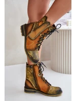 Dámské Kožené Boty Na Plochém Podpatku Maciejka 06719-07 Žluté