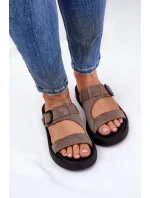 Dámské Semišové Pantofle Na Platformě Hnědé Zazoo 3024 Dámské Semišové Pantofle Na Platformě Hnědé Zazoo 3024