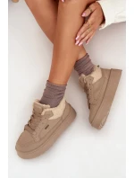 Dámské zateplené sportovní boty na platformě SS274105 Béžová - Big Star