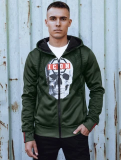 Pánská mikina na zip s kapucí zelená FashionStreet BX5838