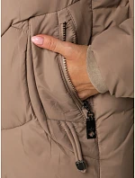 Dámská zimní prošívaná bunda s kapucí, béžová, FashionStreet TY5753 Dámská zimní prošívaná bunda s kapucí, béžová, FashionStreet TY5753