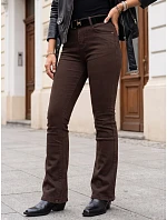 Dámské džínové zvonové kalhoty s páskem a vysokým pasem, hnědé, FashionStreet UY3109 Dámské džínové zvonové kalhoty s páskem a vysokým pasem, hnědé, FashionStreet UY3109