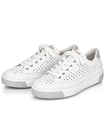 Rieker W RKR642 bílá kožená prolamovaná obuv