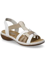 Pohodlné dámské nazouvací sandály bílé Rieker 65918-81