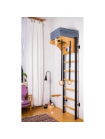 GYNASTICKÝ STŮL ZE DŘEVA A KOVU S DŘEVĚNÝM KAMENEM A PŘÍSLUŠENSTVÍM Lavička 211B A076 pro děti