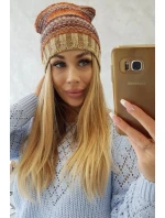 Krystyna fleecová čepice K207 hnědá+béžová