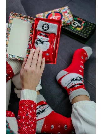 Unisex vánoční ponožky v krabičce – 1 pár se sněhulákem