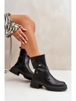 Dámské boty z eko kůže na zip s ozdobnými detaily černé Reritha Dámské boty z eko kůže na zip s ozdobnými detaily černé Reritha