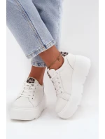 Kožené dámské tenisky na platformě Panterka Vinceza 89144 Bílé