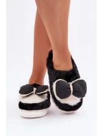 Futrzane Pantofle S Mašlí Černé Grilis Futrzane Pantofle S Mašlí Černé Grilis