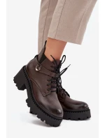 Dámské kotníkové boty se zdobeným páskem Zazoo – czekoládové