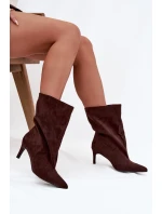 Dámské kotníkové boty na jehlovém podpatku Solvienne – čokoládové