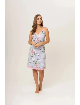 Dámská noční košilka 01/068 sv. modrá s květy - Karol Dámská noční košilka 01/068 sv. modrá s květy - Karol