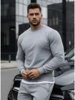 Pánská hladká šedá mikina BX3354