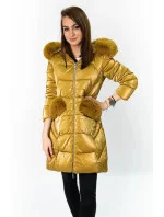 Zlatá dámská prošívaná zimní bunda (f180)
