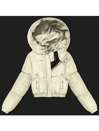 Krátká zimní bunda typu puffer v barvě ecru J Style (5M3360-254)
