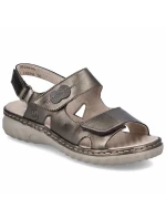 Dámské kožené hnědé sandály Rieker 60462-90 na suchý zip