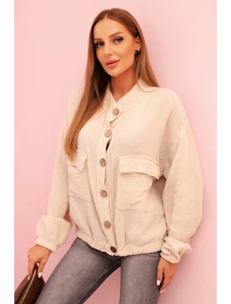 Dámská mušelínová košile s dlouhým rukávem béžová