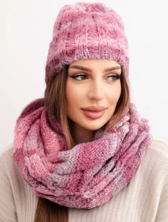 Dámská zimní souprava s mohair čepice a nákrčník s nadýchanou strukturou K500 tmavě růžová