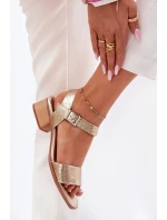 Kožené Dámské Sandály Na Podpatku Maciejka N6802-25 Zlaté