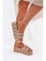 Dámské Sandały Na Klínu S Pletením A Ozdobou Multikolor Isolene Dámské Sandały Na Klínu S Pletením A Ozdobou Multikolor Isolene