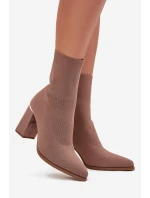 Textilní dámské boty na podpatku béžové Virelle