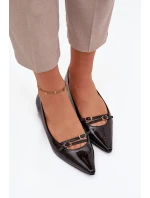 Dámské lakované baleríny s pásky Zarelia – černé