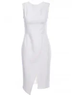 Pouzdrové šaty bez rukávů S105 ecru - Stylove Pouzdrové šaty bez rukávů S105 ecru - Stylove