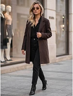 Dámský klasický jednořadý kabát v čokoládové barvě FashionStreet NY0814 Dámský klasický jednořadý kabát v čokoládové barvě FashionStreet NY0814