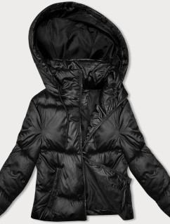 Krátká černá péřová zimní bunda (B8193-1)