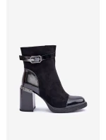 Dámské Boty Zateplené Na Podpatku Černé D&A MR880-085