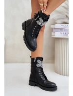 Zateplené pracovní boty s ozdobným pásem a přezkami černé Viveria Zateplené pracovní boty s ozdobným pásem a přezkami černé Viveria