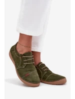 Dámské kožené polobotky s prošitím Artiker – zelené