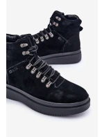 Semišové pánské zimní boty Big Star OO174187 černé Semišové pánské zimní boty Big Star OO174187 černé
