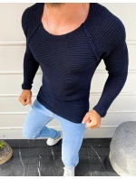 Pánský svetr přes hlavu tmavě modrý WX1579