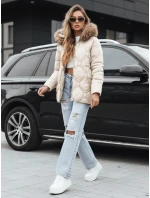 Dámská zimní bunda s kožešinou ecru FashionStreet TY5513
