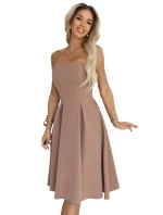 641-2 VIVIENNE korzetové rozšířené midi šaty pro zvláštní příležitosti - béžové