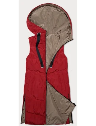 Červeno/béžová oboustranná dámská vesta s kapucí S'West (B8221-4) Červeno/béžová oboustranná dámská vesta s kapucí S'West (B8221-4)