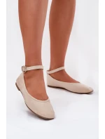 Eko Semišové Baletky S Páskem A Přezkou Béžové Deomira