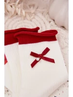 Ženské vánoční punčochy s mašlí Bílá Ženské vánoční punčochy s mašlí Bílá