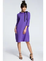 B070 Oversized šaty s páskem na zavazování - fialové B070 Oversized šaty s páskem na zavazování - fialové