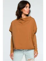 B094 Oversized top s výstřihem do V na zádech - karamelový