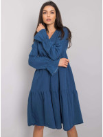 Tmavě modré dámské šaty s volánem Abbeville RUE PARIS