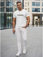 Pánské bavlněné tričko se streetwearovým potiskem bílé FashionStreet NX0145R