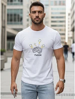 Pánské bavlněné tričko s originálním potiskem, bílé, FashionStreet NX0149R Pánské bavlněné tričko s originálním potiskem, bílé, FashionStreet NX0149R