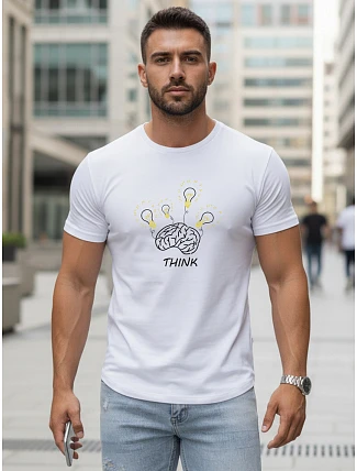 Pánské bavlněné tričko s originálním potiskem, bílé, FashionStreet NX0149R Pánské bavlněné tričko s originálním potiskem, bílé, FashionStreet NX0149R